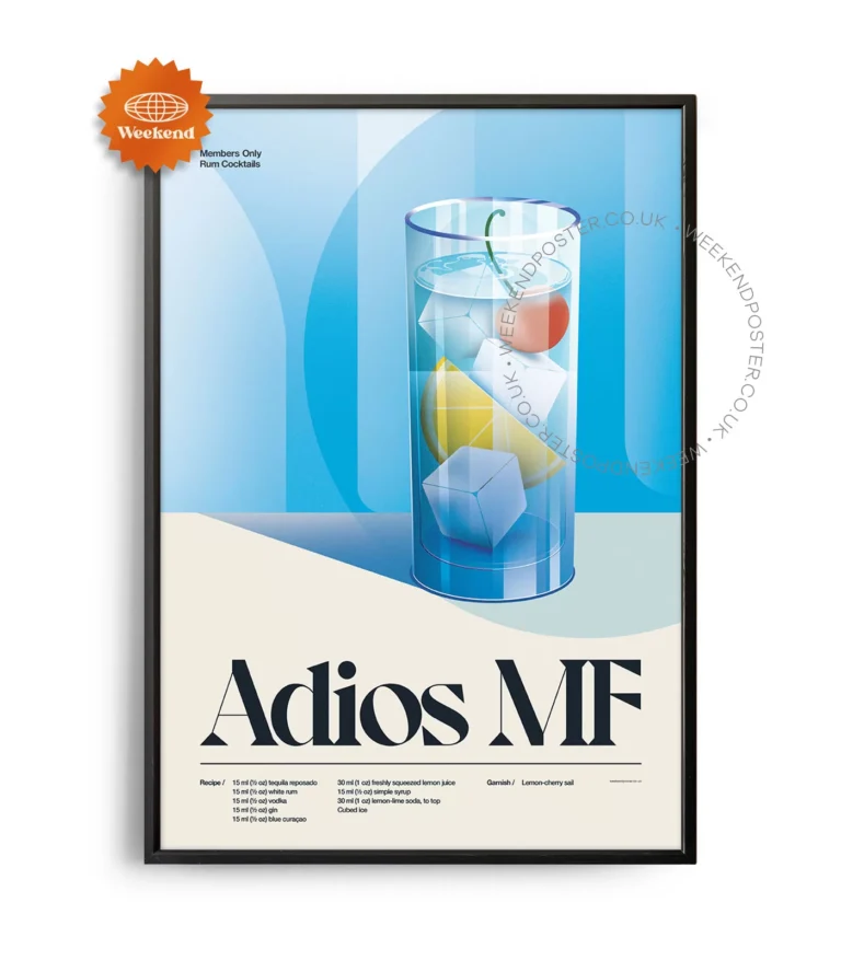 Mid-century retro Adios MF Cocktail poster