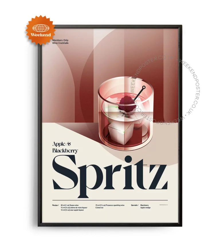 Mid-century retro Apple & Blackberry Spritz Cocktail poster