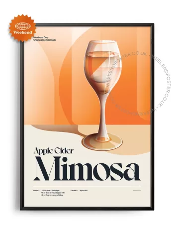 Mid-century retro Apple Cider Mimosa Cocktail poster