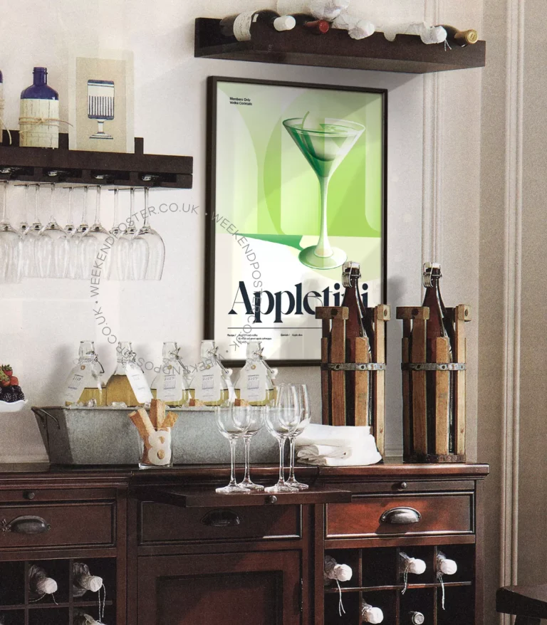 Mid-century retro Appletini Cocktail poster