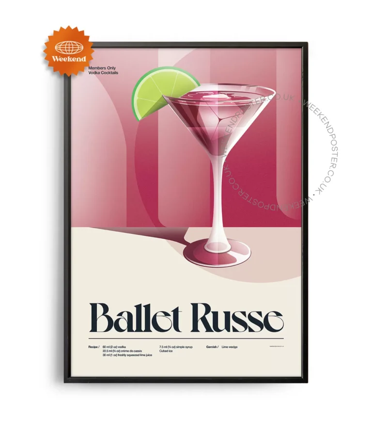 Mid-century retro Ballet Russe Cocktail poster