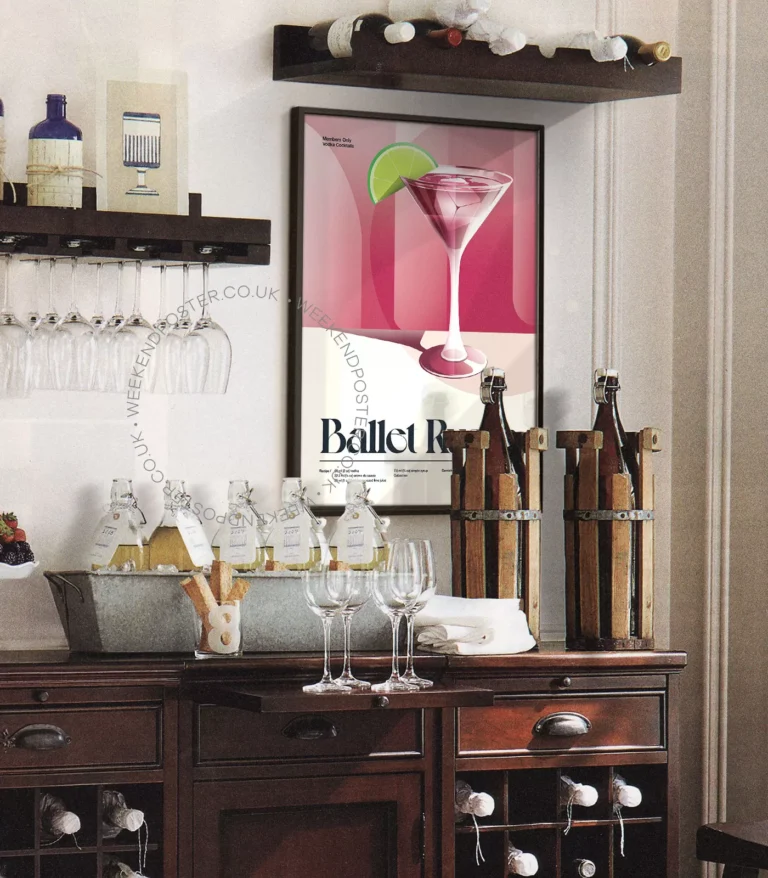 Mid-century retro Ballet Russe Cocktail poster