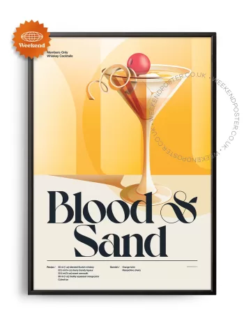 Mid-century retro Blood & Sand Cocktail poster