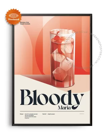 Mid-century retro Bloody Maria Cocktail poster