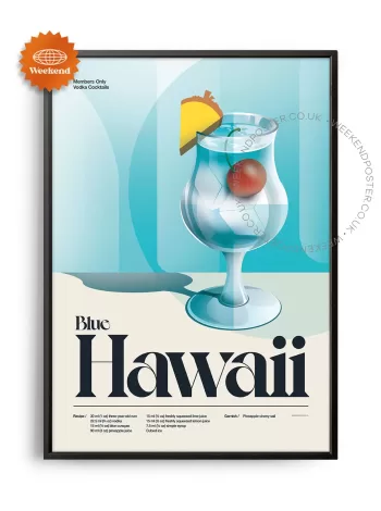 Mid-century retro Blue Hawaii Cocktail poster