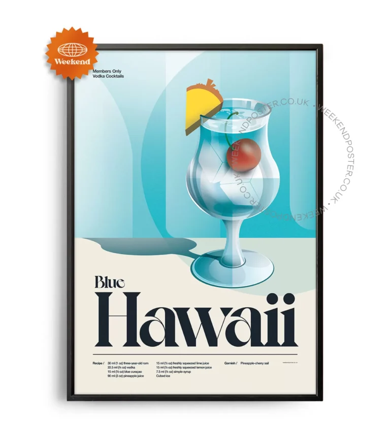 Mid-century retro Blue Hawaii Cocktail poster
