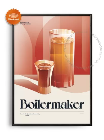 Mid-century retro Boilermaker Cocktail poster