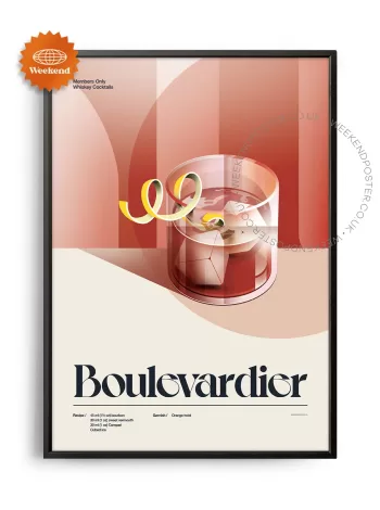 Mid-century retro Boulevardier Cocktail poster