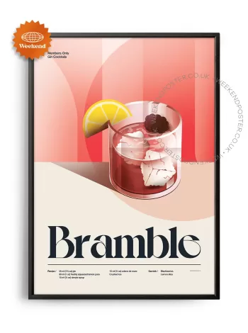 Mid-century retro Bramble Cocktail poster