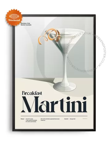 Mid-century retro Breakfast Martini Cocktail poster