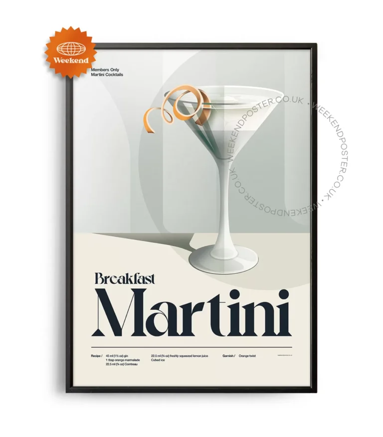 Mid-century retro Breakfast Martini Cocktail poster