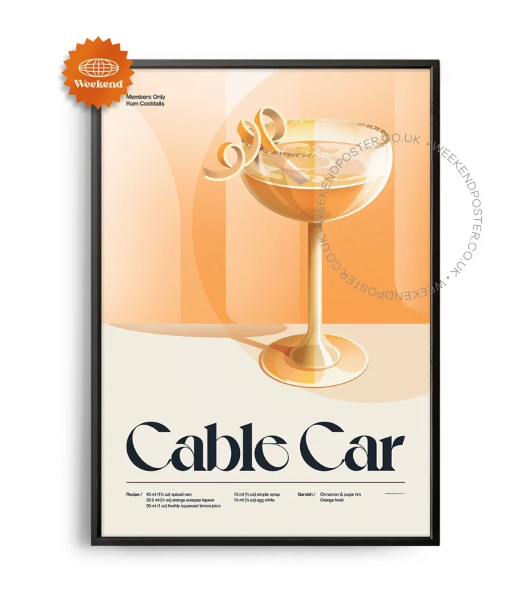 Mid-century retro Cable Car Cocktail poster