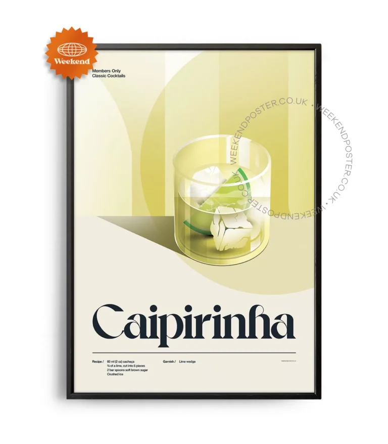 Mid-century retro Caipirinha Cocktail poster