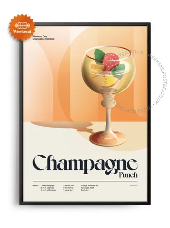 Mid-century retro Champagne Punch Cocktail poster