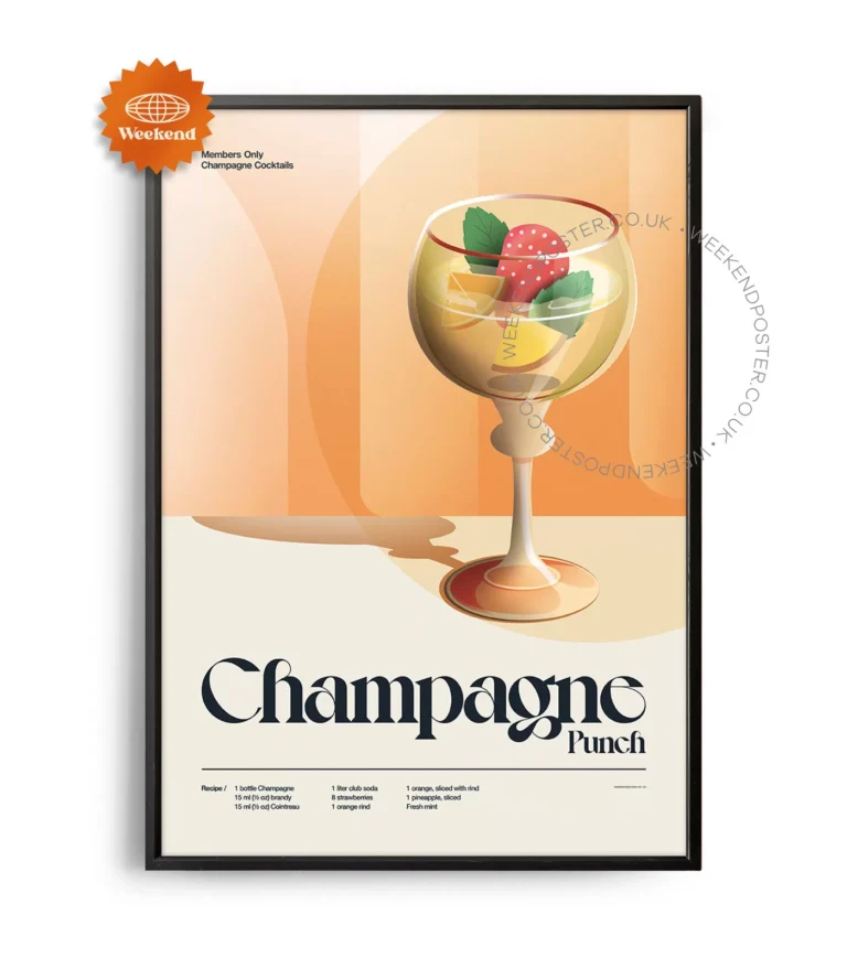 Mid-century retro Champagne Punch Cocktail poster