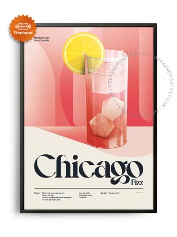 Mid-century retro Chicago Fizz Cocktail poster