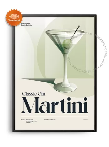 Mid-century retro Classic Gin Martini Cocktail poster