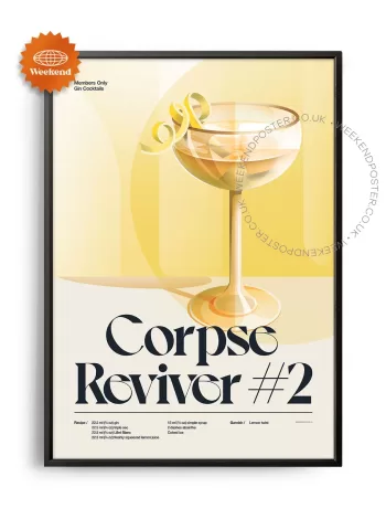 Mid-century retro Corpse Reviver #2 Cocktail poster