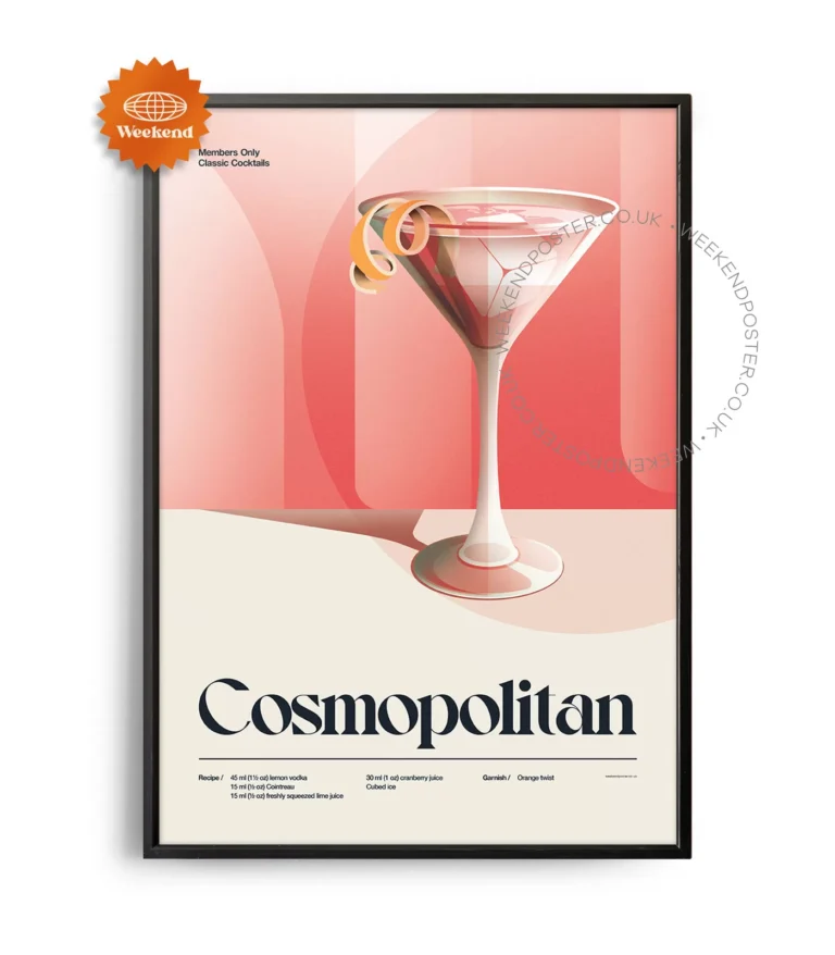 Mid-century retro Cosmopolitan Cocktail poster