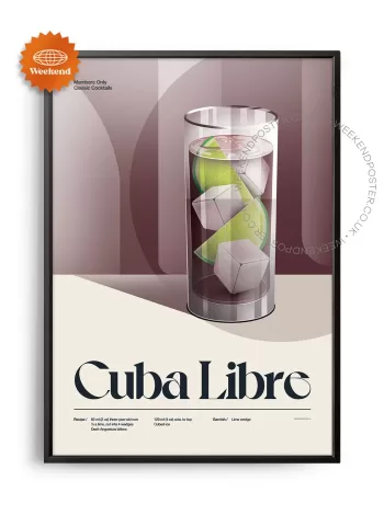 Mid-century retro Cuba Libre Cocktail poster