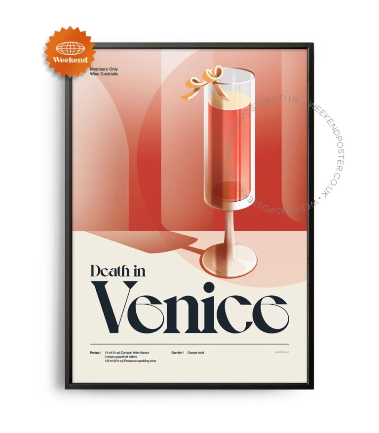 Mid-century retro Death in Venice Cocktail poster
