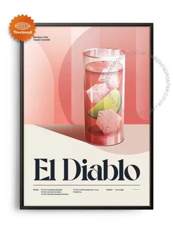 Mid-century retro El Diablo Cocktail poster