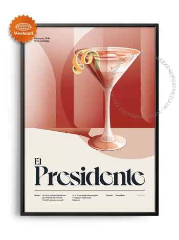 Mid-century retro El Presidente Cocktail poster