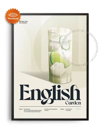 Mid-century retro English Garden Cocktail poster