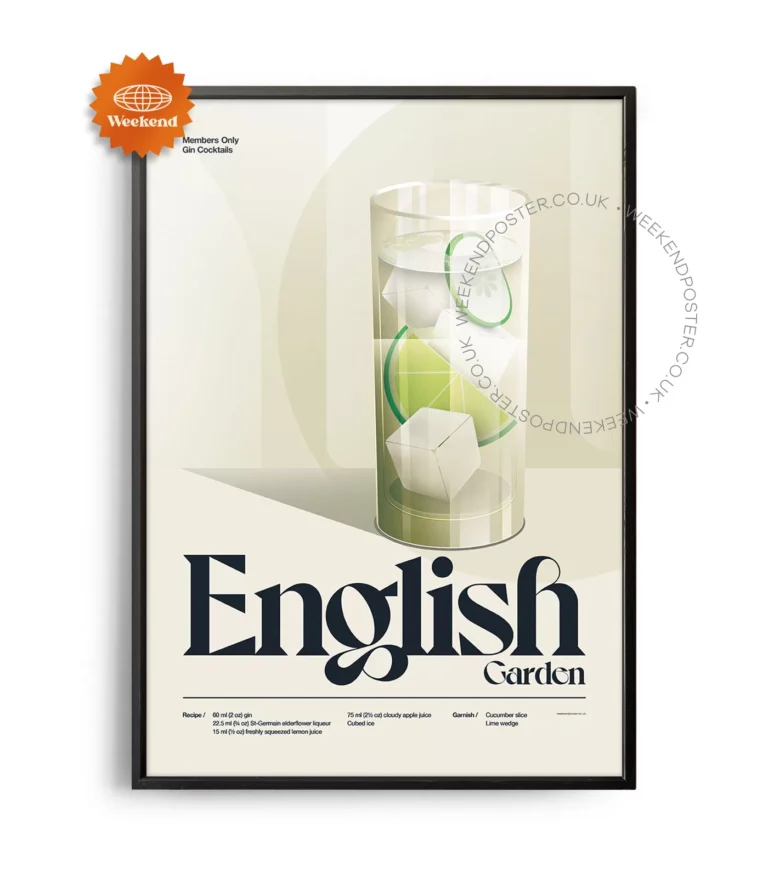 Mid-century retro English Garden Cocktail poster