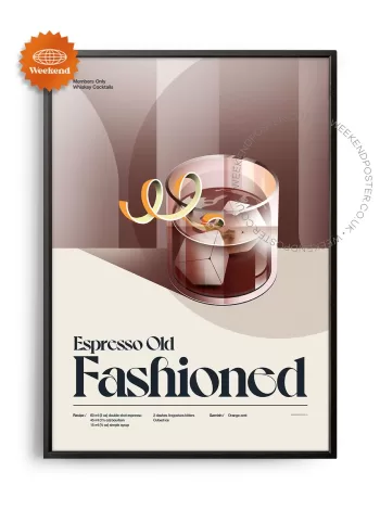Mid-century retro Espresso Old Fashioned Cocktail poster