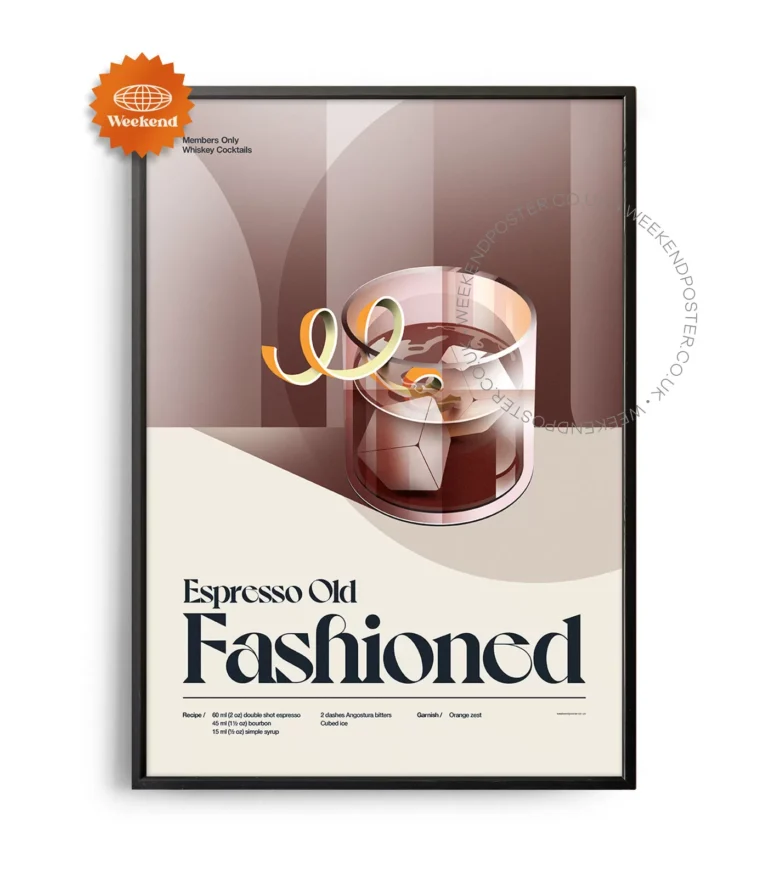 Mid-century retro Espresso Old Fashioned Cocktail poster