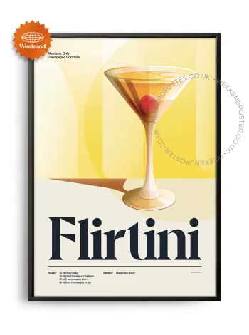 Mid-century retro Flirtini Cocktail poster