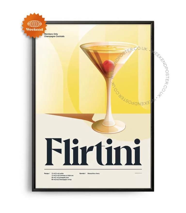 Mid-century retro Flirtini Cocktail poster