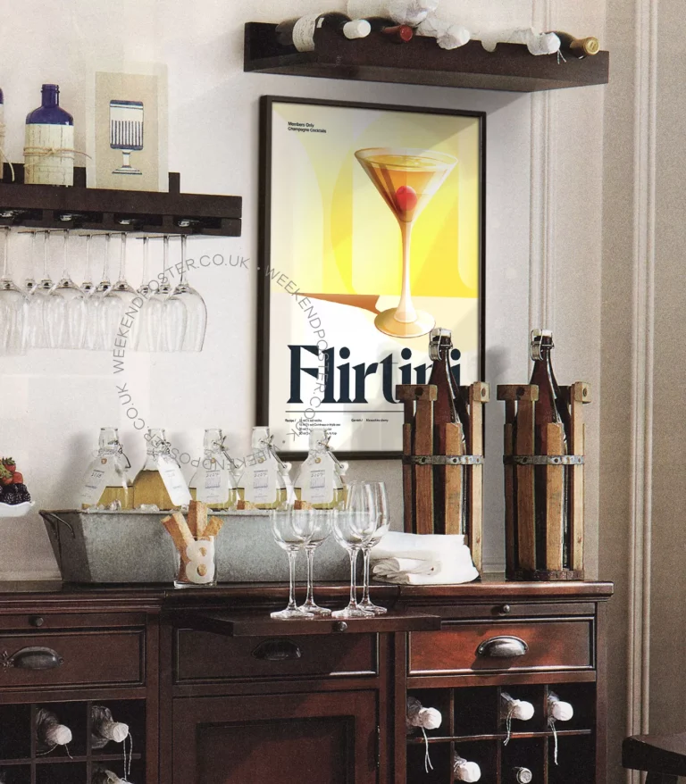 Mid-century retro Flirtini Cocktail poster