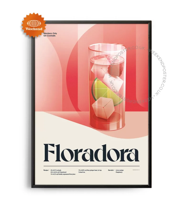 Mid-century retro Floradora Cocktail poster