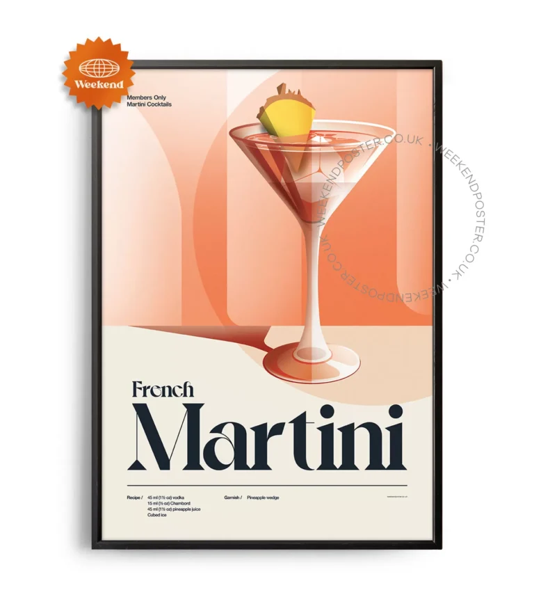 Mid-century retro French Martini Cocktail poster