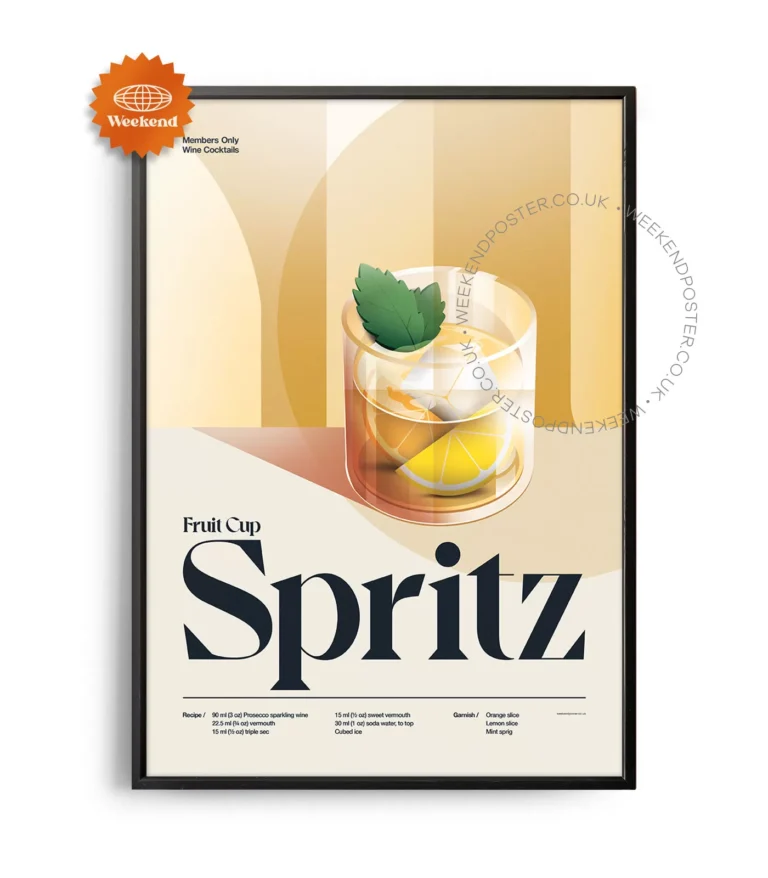 Mid-century retro Fruit Cup Spritz Cocktail poster