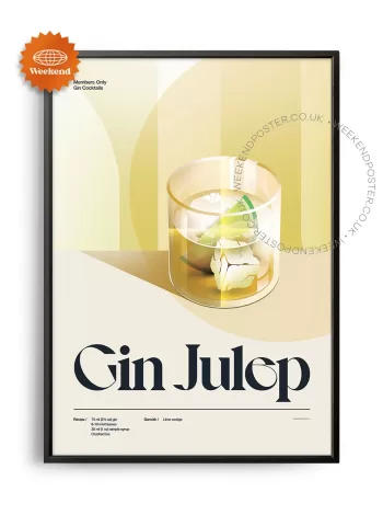 Mid-century retro Gin Julep Cocktail poster