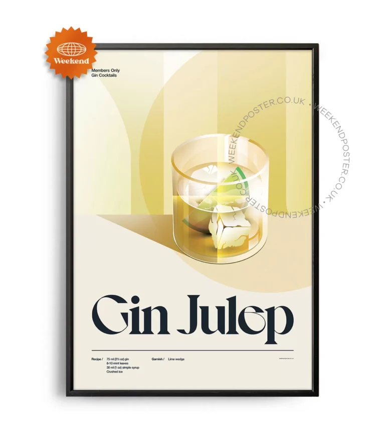 Mid-century retro Gin Julep Cocktail poster