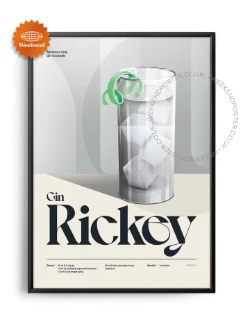 Mid-century retro Gin Rickey Cocktail poster