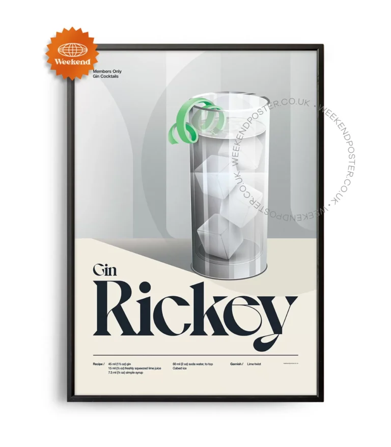 Mid-century retro Gin Rickey Cocktail poster