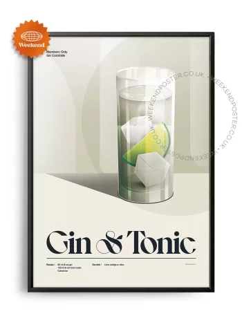 Mid-century retro Gin & Tonic Cocktail poster