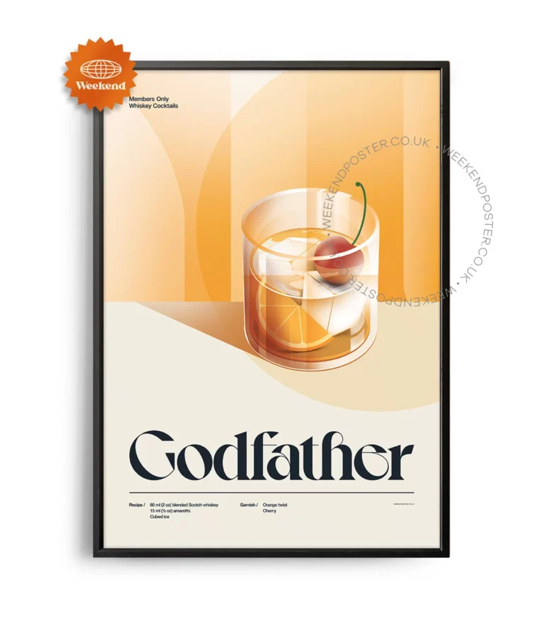 Mid-century retro Godfather Cocktail poster