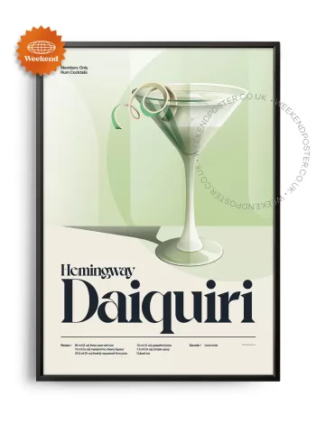 Mid-century retro Hemingway Daiquiri Cocktail poster