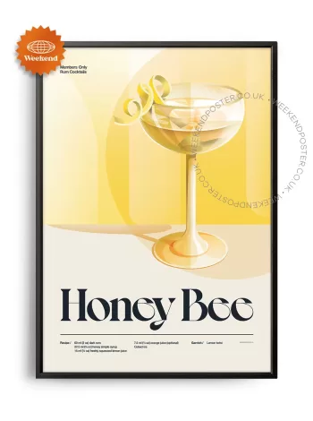 Mid-century retro Honey Bee Cocktail poster