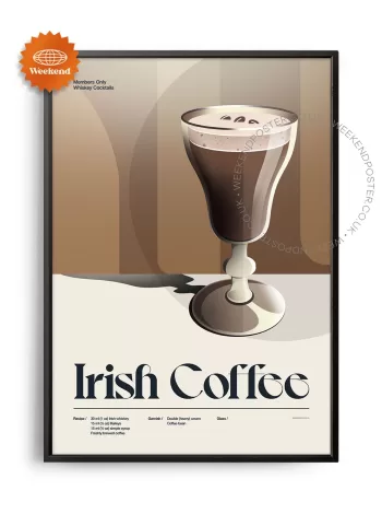 Mid-century retro Irish Coffee Cocktail poster