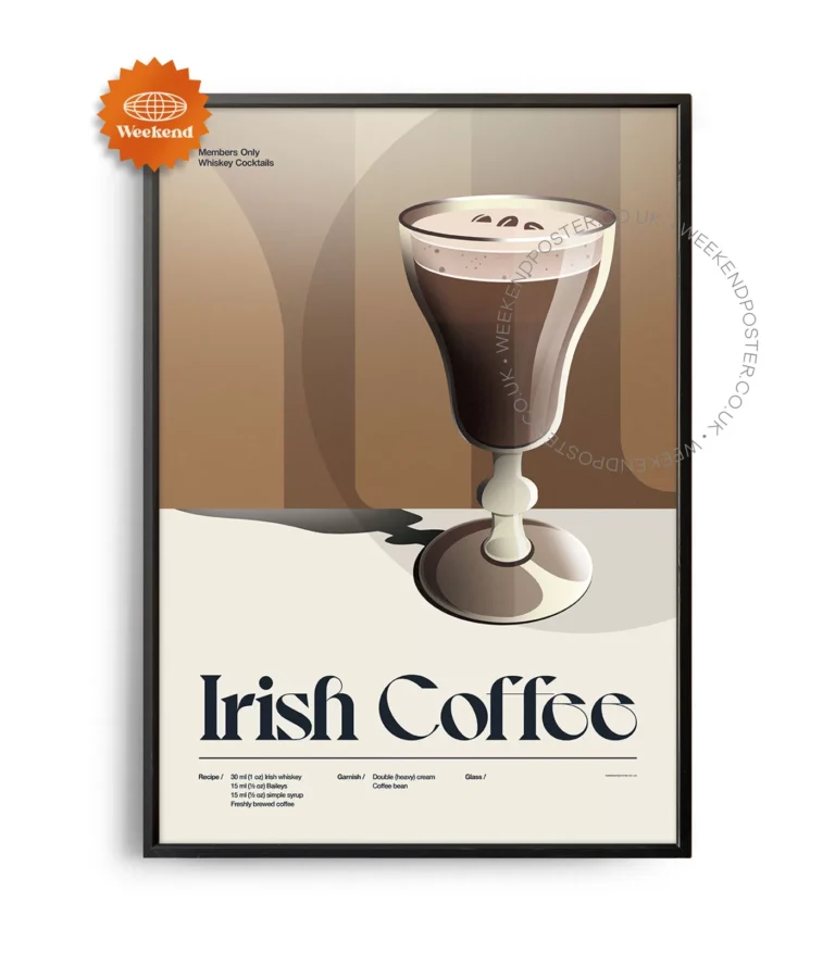 Mid-century retro Irish Coffee Cocktail poster