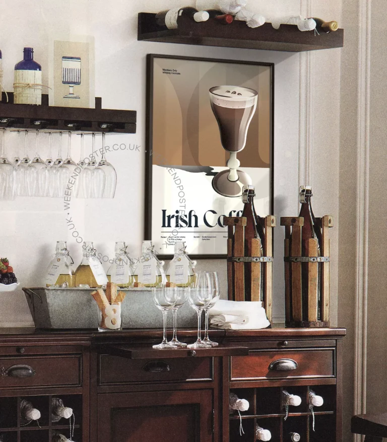 Mid-century retro Irish Coffee Cocktail poster