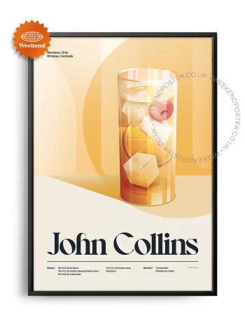 Mid-century retro John Collins Cocktail poster