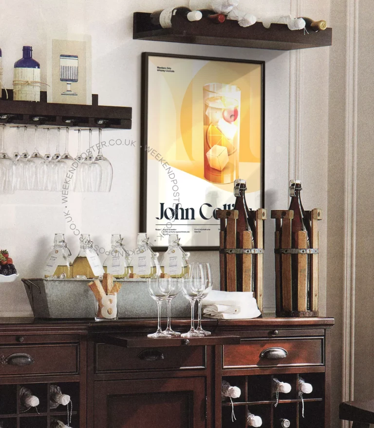 Mid-century retro John Collins Cocktail poster